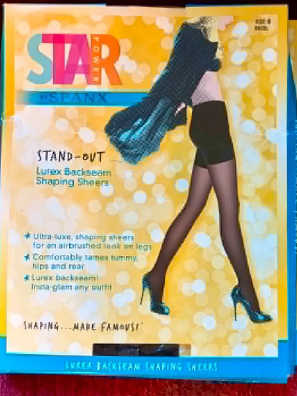NIB STAR Power by SPANX Stand-Out Lurex Backseam Shaping Sheers in Black Size B